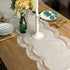 ARTABLE Gray Lace Table Runner 16 x 60 Inch Cotton Linen Fabric with Exquisite Macrame Embroidery for Dining Decor