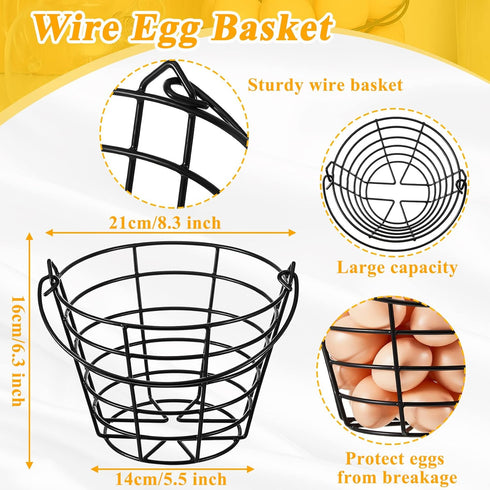 2 Countertop Display(9.4'',handle Zubebe Pcs Egg Basket Storage, Spiral Fresh Egg Collecting Holder Metal Wire Rack