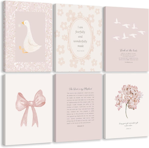 Lhoiplme Nursery Christian Wall Art Bible Verse Prints Pink Girl Nursery Room Canvas