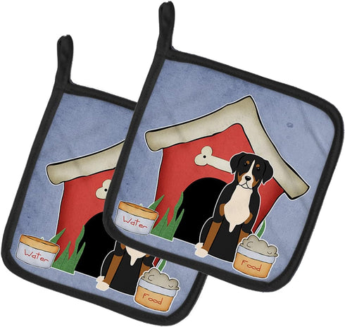Caroline's Treasures BB2791PTHD Dog House Collection, Greater Swiss Mountain Dog Pair of Pot Holders, 7 1/2 x 7 1/2