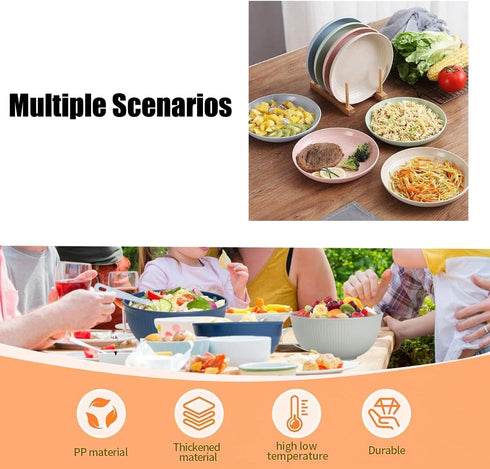 Unbreakable Wheat Straw Bowls Set, 9 Pcs Dinner Bowls, 24 Oz, Dishwasher & Microwave Safe
