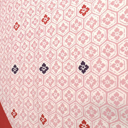 HAMAMONYO Furoshiki, 35.5 in., 'Flower Crest & Hexagonal Pattern'