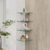 VeeCano 2 9.4" Tier Glass Corner Shelf Clear Shower Shelf Adhesive Shower Caddy Corner Organizer Thick Tempered Glass