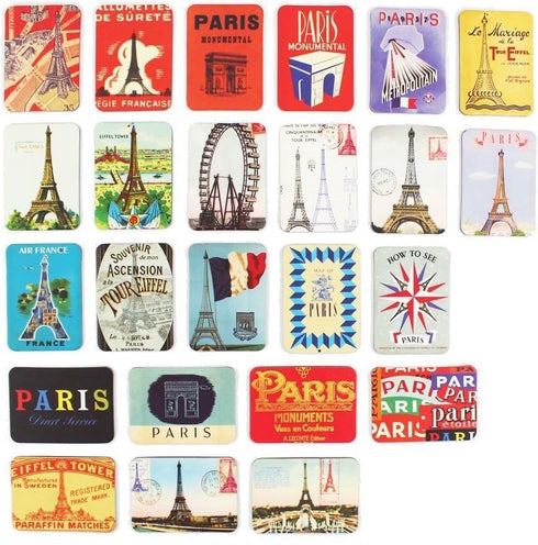 Refrigerator Magnets Set of 24, Paris Eiffel Tower Souvenirs, Magnetic Fridge Decoration Accessories