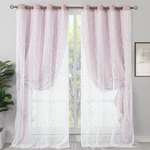 2 84 Inches 52 84 Inch BGment Baby Pink Blackout Curtains Panels for Girls Bedroom, Nursery Curtains Long Silver
