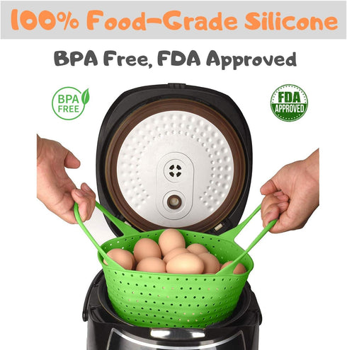 Silicone Steamer Basket, Foldable, Space-Saving, Fits 6, 8 Qt Instant Pot and Similar-Sized Pressure Cookers Accessories