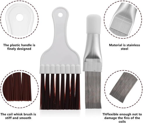PRETYZOOM 4pcs Air Conditioner Fin Cleaning Brush Kit: 2pcs Fin Cleaner Brush, 2pcs Whisk Brush