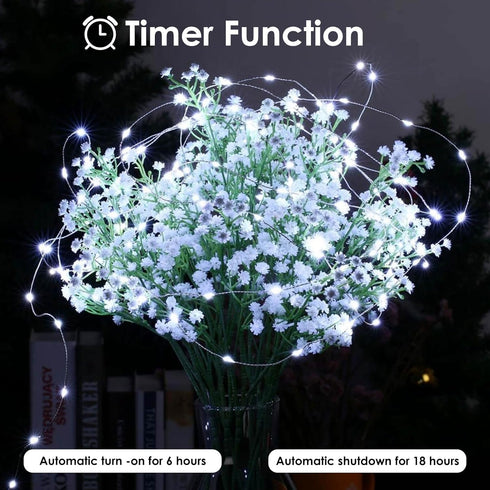 4-Pack 16FT 50 Fairy Lights Battery Operated with Timer, Waterproof LED String Lights Indoor Outdoor, Cuttable Starry