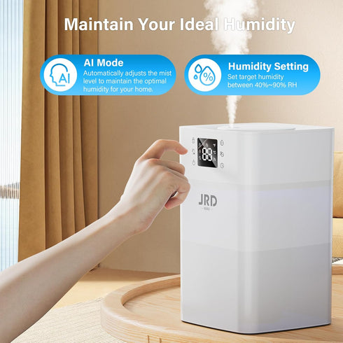 4L 40H 360 Nozzle, JRD Humidifiers for Bedroom, Cool Mist Humidifier for Large Room, Runtime, Night Light for Home