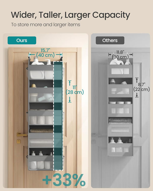 Set 2 5 5-Tier URDH008G01 SONGMICS Over The Door Organizers, of Hanging Door Organizers with Large Pockets, Fabric
