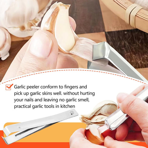 3PCS Stainless Steel Garlic Peeler - Garlic Peeler Clips Skin Remover - Easily Remove The Garlic Skin - Avoid Garlic
