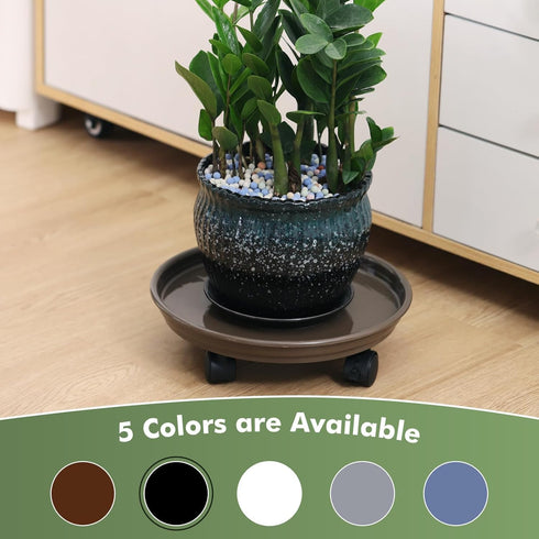 5 Packs 11.8" Plant Caddy with Wheels Plastic Rolling Plant Stands Heavy-Duty Plant Dolly with Casters Indoor Outdoor