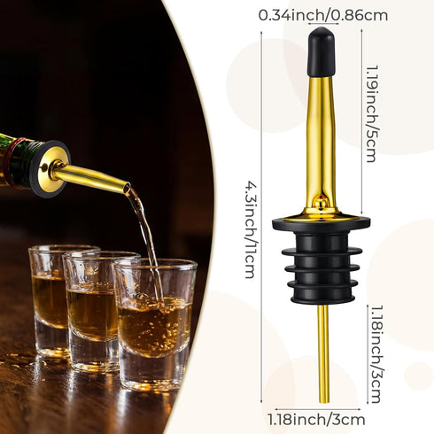CHENGU 48 Set Pcs Stainless Steel Bottle Pourers Tapered Liquor Pourers with Rubber Dust Caps Tapered Spouts Bar