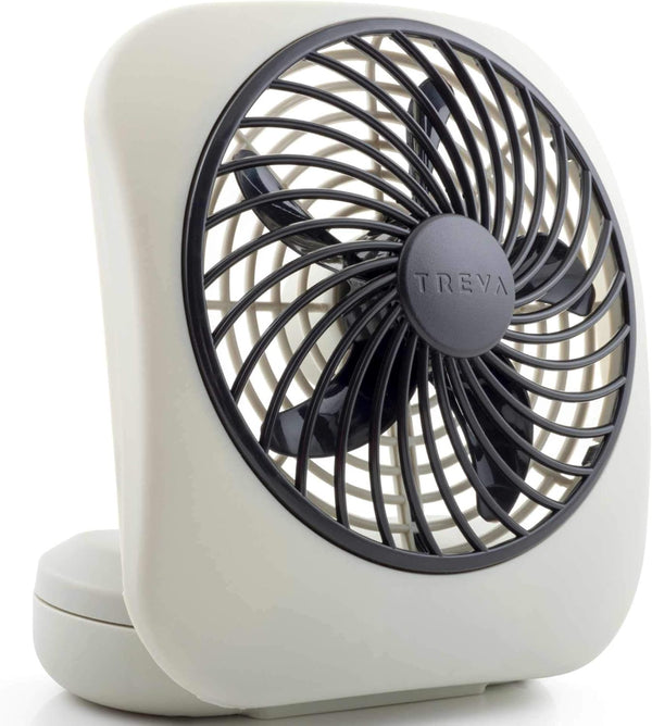 O2COOL Treva 5 Inch Battery Powered Desk Fan, Portable with Compact Folding & Tilt Design, Grey