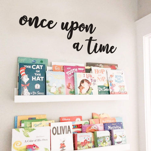 Huray Rayho Once Upon a Time Wood Sign - Nursery Wall Decor for Family Bookshelf, Baby Shower Gift