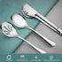 Large Stainless Steel Serving Utensils Set - 10" Spoons, 10" Slotted Spoons, 9" Tongs by Teivio (Silver, Set of 12)