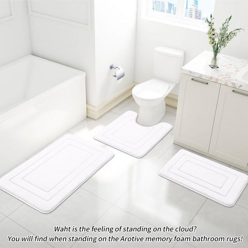 Arotive Memory Foam Bathroom Rug Mat 30x20, Ultra Soft Absorbent Bath Mat for Bathroom Floor, White