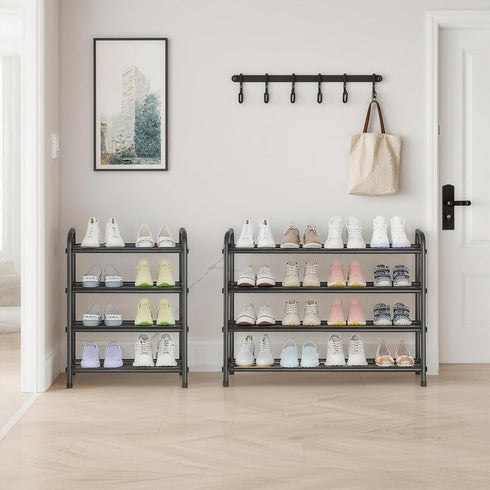 Aniston 17.6"-32" 4 Closet, Expandable Shoe Rack, Adjustable Small Shoe Rack, Tier Metal Shoe Shelf for for Entryway