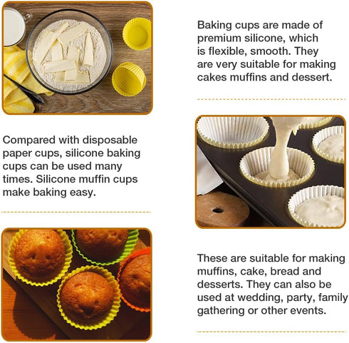 Extra Large Silicone Cupcake Baking Cups, 12 Pack, 3.54 Inch Reusable Muffin Liners, Easy to Clean for Cupcake, Muffin