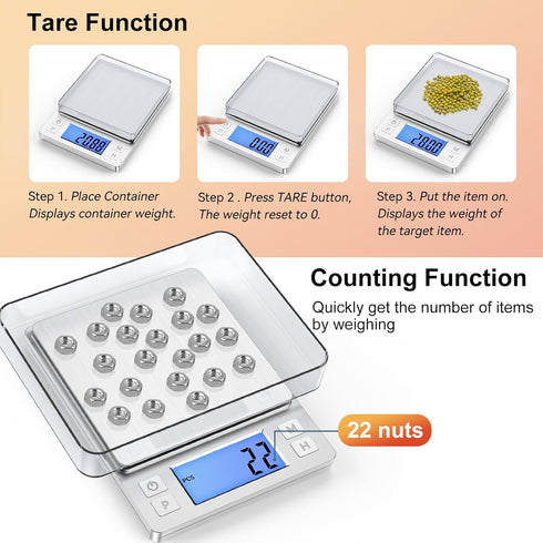 BOMATA 0.01g/1kg Upgraded Small Digital Scale, USB Rechargeable with Larger Display and Hold Function for Small Items