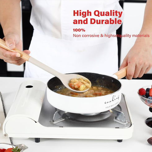 NCUE Large Non-stick Silicone Kitchen Utensils Set, 6 Pcs with Wooden Handle, BPA Free