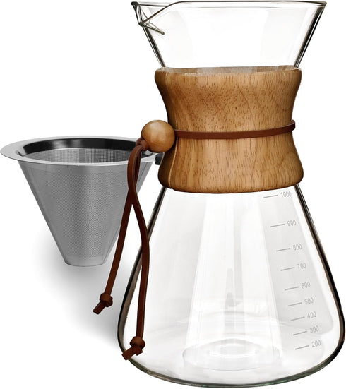 Pour Over Coffeemaker Set Classic Series, Slim Shape, 10 Cup Filter