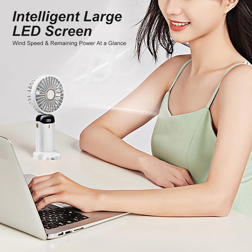 Portable Handheld Fan, Type-C Rechargeable, 4000mAh Battery Operated Fan with LED Display