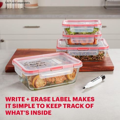 Pyrex Freshlock Glass Food Storage Container, Airtight & Leakproof Locking Lids, 8 Cup