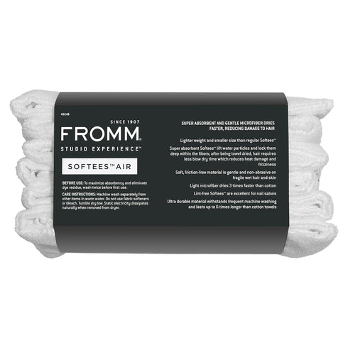 Fromm 15.5" 25.5", 6 count Softees Air Microfiber Lightweight Salon Hair Towels for Hairstylists, Barbers, Spa, Gym