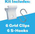 White Grid Clips with Drop Ceiling Hooks - 12 Pc Ceiling Hook Kit for Hanging Decorations