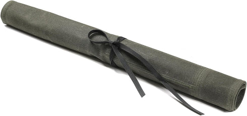 Heavy Duty Waxed Canvas Knife Roll Bag, Portable Chef Knife Bag, Durable (Army Green)
