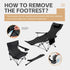 Reclining Camping Chair with Removable Footrest, Adjustable Camping Lounge Beach Chair with Padded Headrest, Cup Holder
