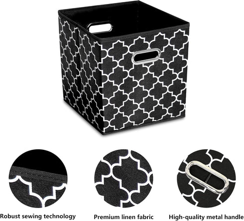 Fabric Storage Bins Cubes, Foldable Organizer with Handle, Set of 6, 11x11x11 for Cloth or Accessory Storage