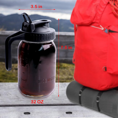 Cold Brew Mason Jar Coffee Maker - 32 OZ Wide Mouth Pitcher with Coffee Filter for Iced Tea and Lemonade