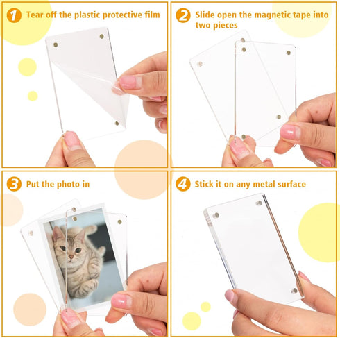 12 Packs Magnetic Picture Frame for Photos, Clear Acrylic Polaroid Frames 2.36 x 3.54 Inch