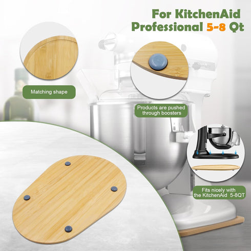 Bamboo Mixer Slider, Compatible with Kitchen Aid 5-8 Qt Stand Mixer, Kitchen Countertop Storage Mover