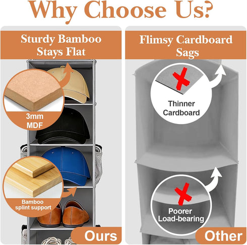 Closet,8-Shelf (9" 11.8" 54" VERONLY Hanging Shoe Organizer for Hanging Storage with Side Mesh Pockets,Wider Shelves