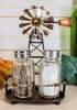 Ebros 6.5" Tall Rustic Country Farm Windmill Salt And Pepper Shakers Holder Display Stand Set in Aged Bronze Finish