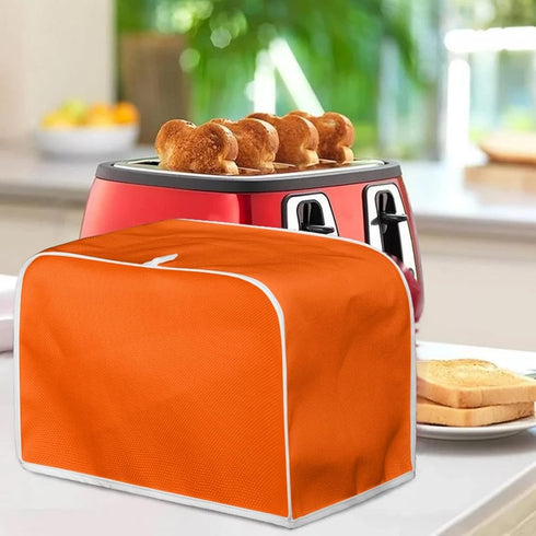 Orange Washable Toaster Dust Cover, Polyester 4 Slice Kitchen Small Appliance Covers, Fits Most Standard Toasters.