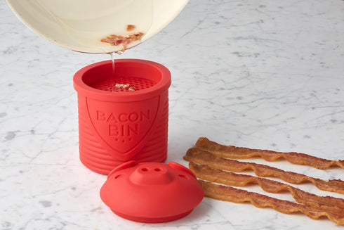 1 Talisman Designs Bacon Bin Grease Strainer & Collector | Family Friendly Kitchen Tools | Fun & Functional Silicone
