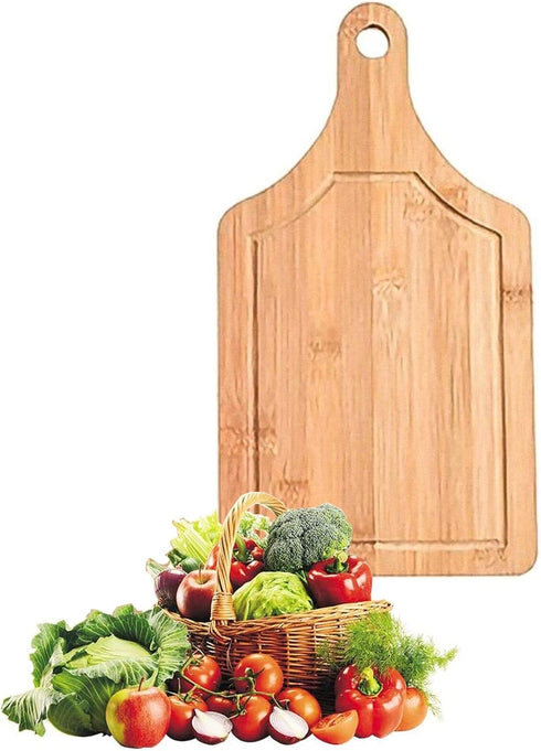 Bamboo Cutting Board Set 3PCS, Meat Chopping Boards, Pizza Peel Paddle with Handle for Baking