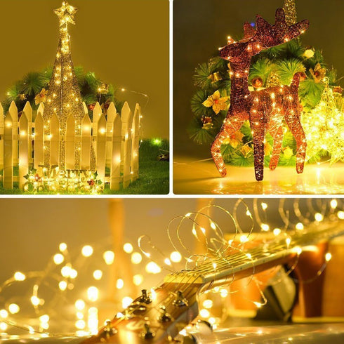 33ft 100LED 8 Twinkle Star Copper Wire String Lights Fairy String Lights Modes USB Powered with Remote Control