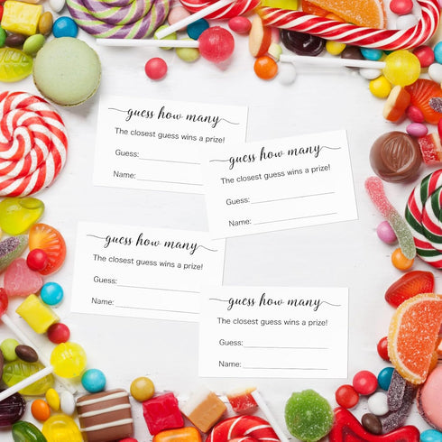 50Pcs Activity(3.52.1'') Anwyll Guess How Many Game Cards Guess How Many Baby Shower Games Cards High-End Candies