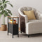 Narrow Side Table for Small Spaces, Skinny End Table with Charging Station,