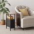 Narrow Side Table for Small Spaces, Skinny End Table with Charging Station,