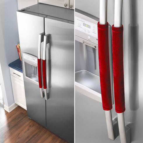 OUGAR8 Refrigerator Door Handle Covers, Red, Keep Kitchen Appliances Clean from Smudges & Stains