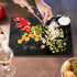 Tempered Glass Cutting Board for Kitchen, 16"x12" Black Marble Pattern Glass Cutting Board, Glass Chopping Board with Rubber Non Slip Feet, Heat Resistant, Shatter Resistant, Dishwasher Safe