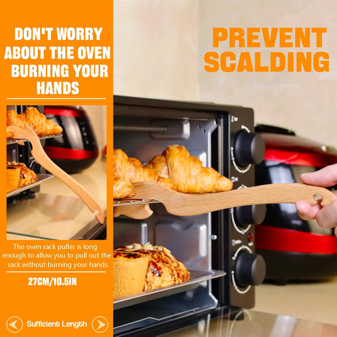Oven Rack Puller, Wood Oven Rack Push Pull Tool, Prevent Scalding, Pull out Hot Racks Safely, Long Handle Toaster Oven Accessories,Suitable For Kitchen Oven, Toaster oven, Air fryer,etc(1)