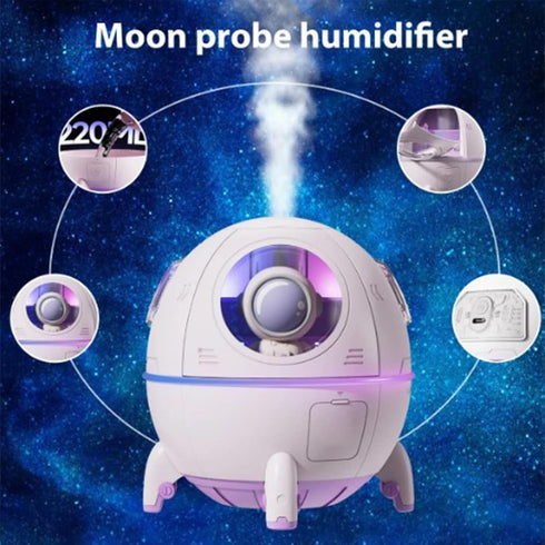 Cool Mist Humidifiers, Mini USB Humidifier, Cute Spaceship Shaped Portable Household Ambient Light Humidifier, US Plug