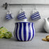 City to Cottage Ceramic Sugar Bowl with Lid, 10oz Sugar Container for Coffee Bar, Handcrafted Blue Stripe Coastal Sugar